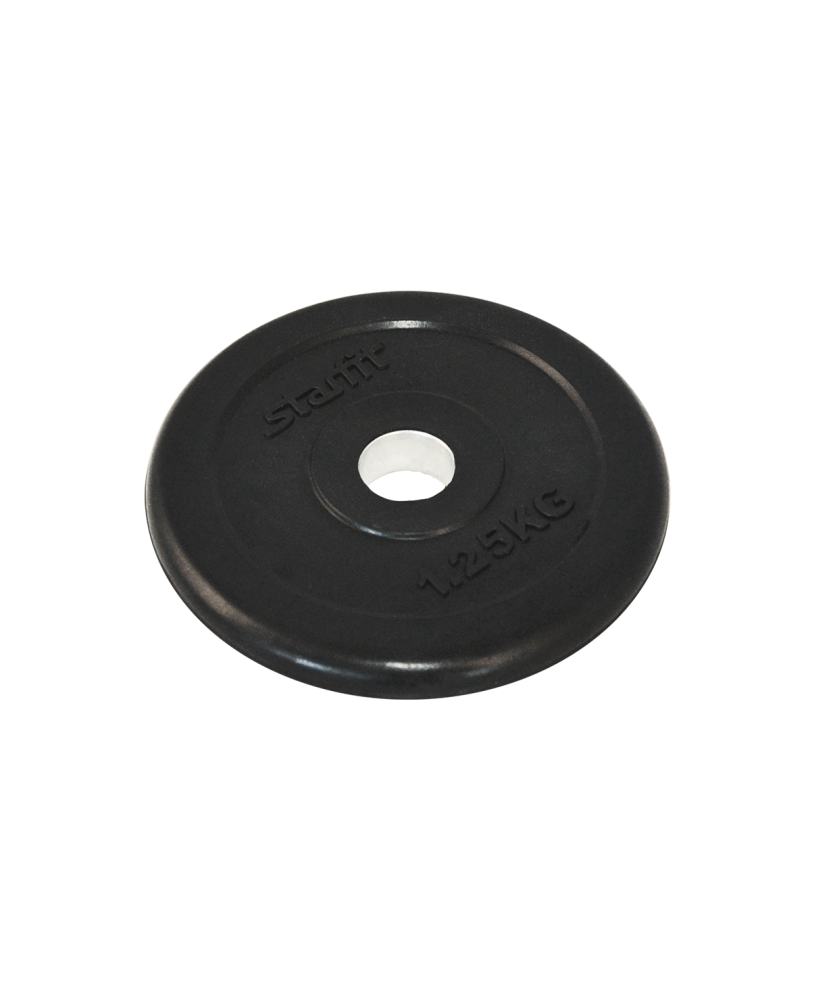 Диск обрезиненный Starfit BB-202, d=26 мм, черный, 1,25 кг