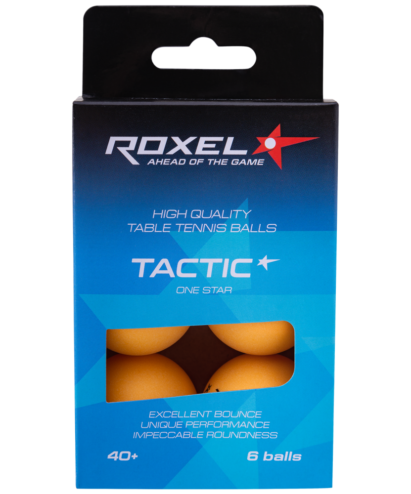 Мяч для настольного тенниса Roxel 1* Tactic, оранжевый, 6 шт.