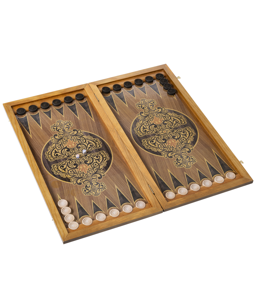 Нарды большие MADE IN RUSSIA сувенирные резные, в чехле