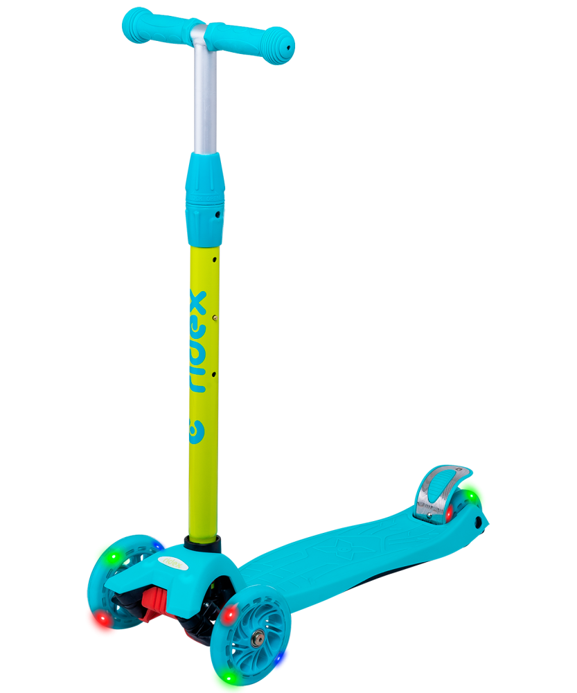 Самокат 3-колесный Ridex Kiko, 120/80 мм, голубой/зеленый