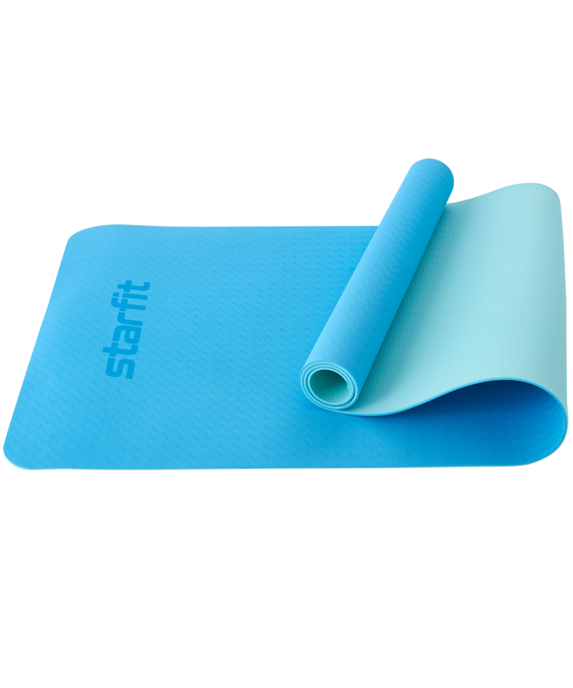 Коврик для йоги и фитнеса Starfit FM-201, TPE, 173x61x0,5 см, синий пастель/мятный
