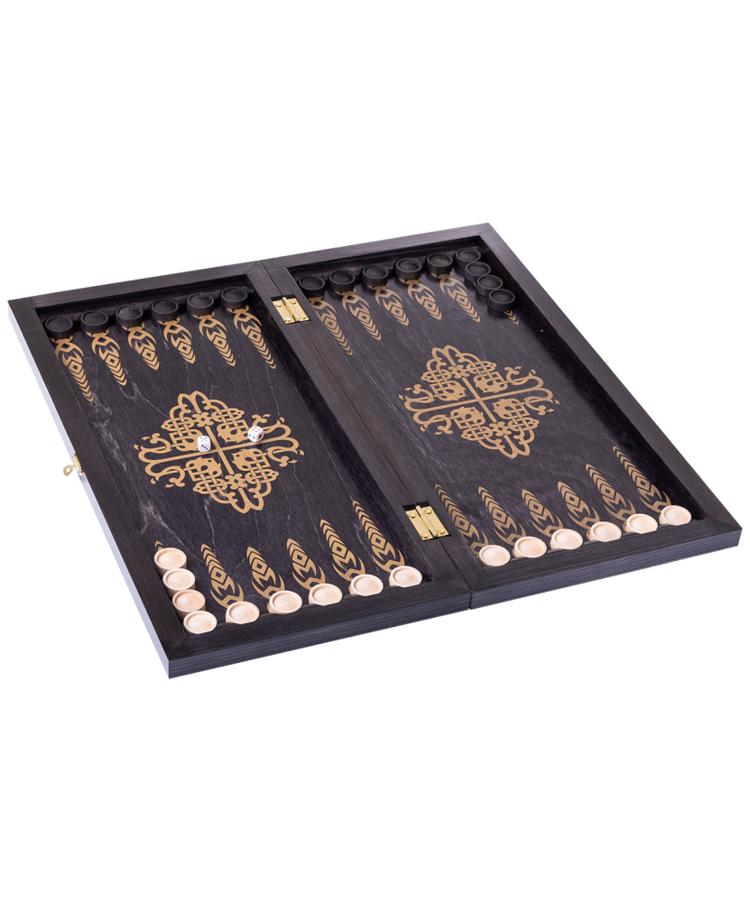 Нарды "Тигры" MADE IN RUSSIA 060-12 средние, 480х240х40 мм, черно-золотой