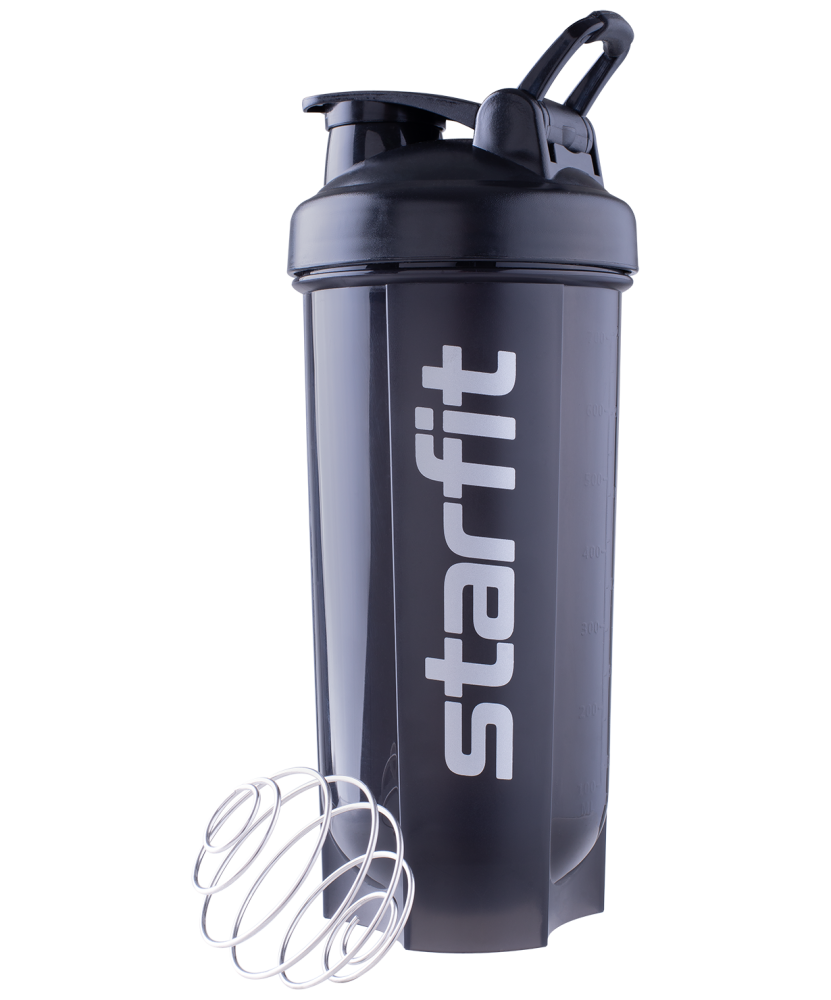 Шейкер спортивный Starfit FB-200, с металлическим венчиком, серый/черный