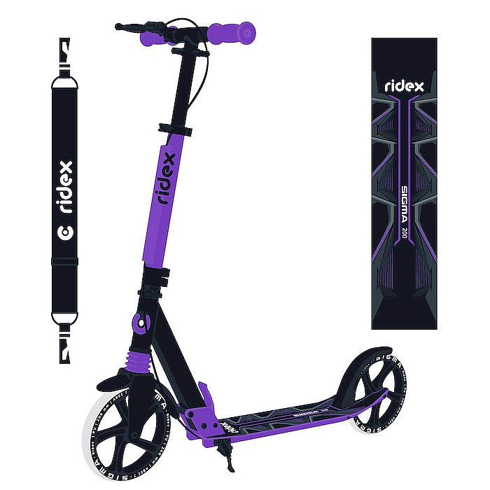 Самокат 2-колесный Ridex SIGMA 200 BLACK/VIOLET