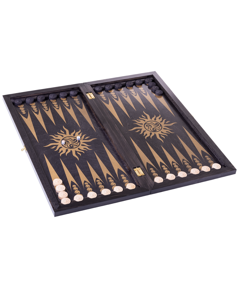 Нарды "Восточная звезда" MADE IN RUSSIA 111-14 большие, 600х300х40 мм, черно-золотой