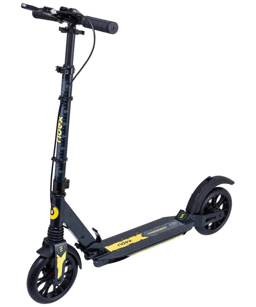Самокат 2-колесный Ridex Trigger 200 мм, дисковый тормоз, черный/желтый