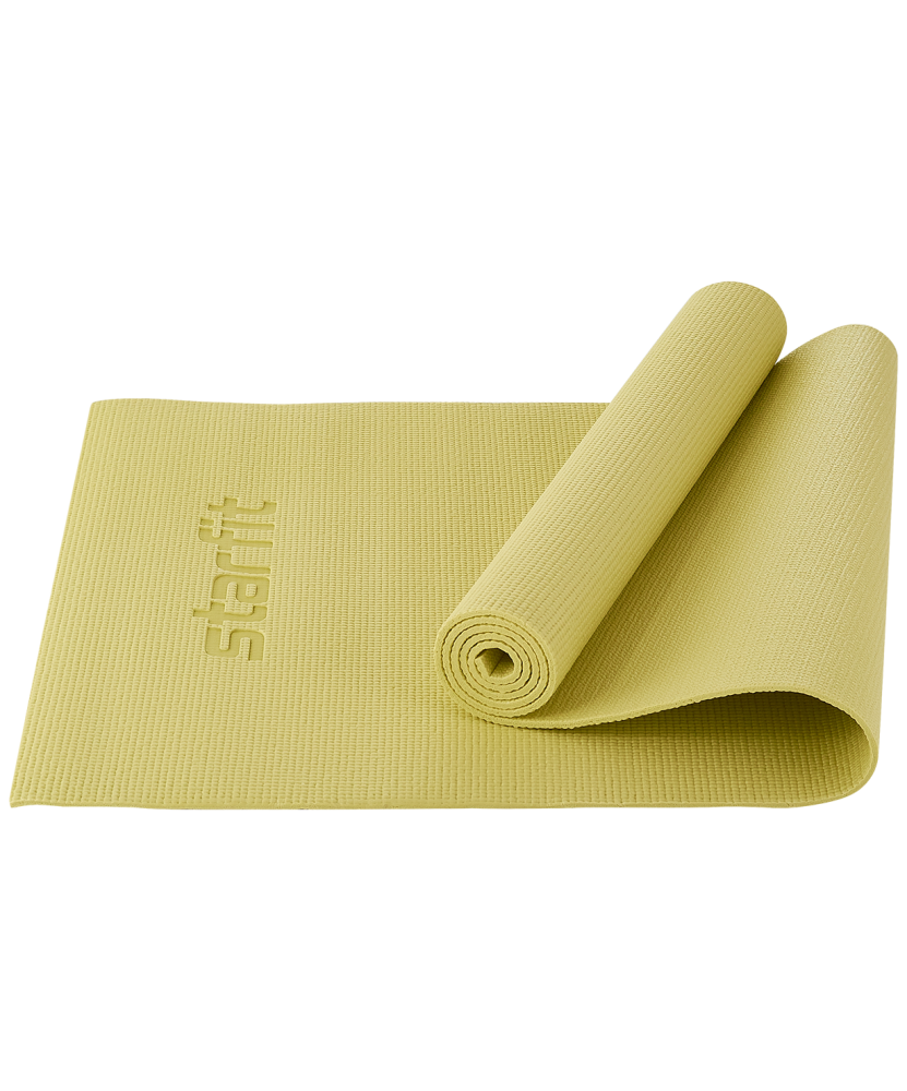 Коврик для йоги и фитнеса Starfit FM-101, PVC, 173x61x0,6 см, желтый пастель
