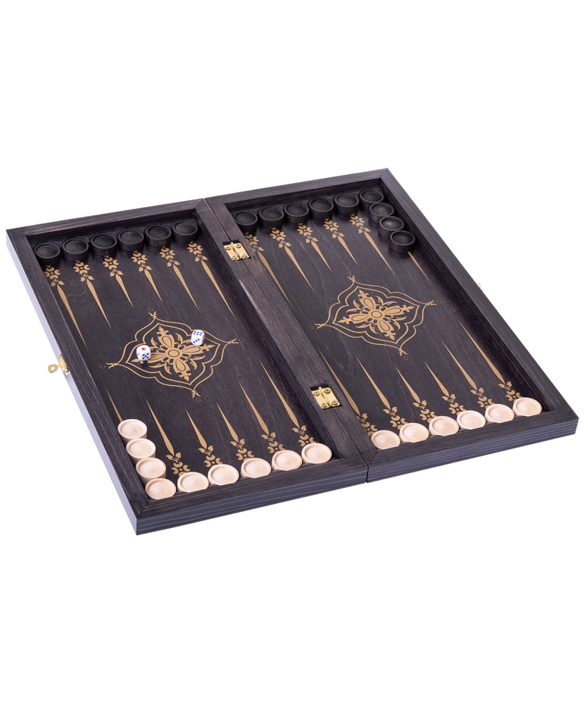 Нарды малые "Лилии" 145-17 400х200х40 мм, черно-золотой УТ-00014306