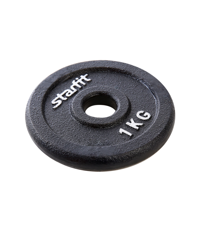 Диск чугунный Starfit BB-204 1 кг, d=26 мм, черный