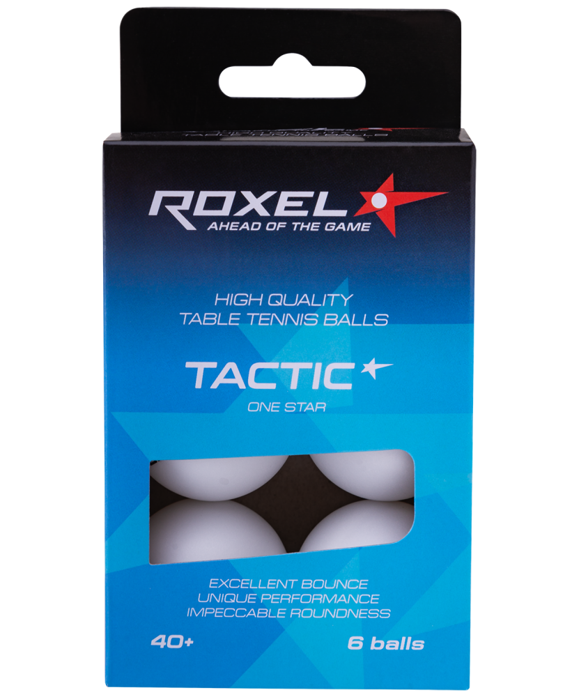 Мяч для настольного тенниса Roxel 1* Tactic, белый, 6 шт.