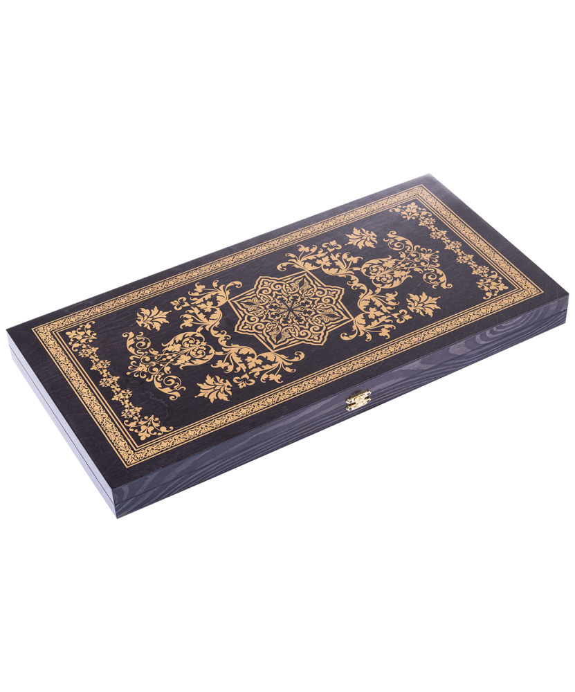 Нарды "Восьмигранник" MADE IN RUSSIA 017-09 средние, 480х240х40 , черно-золотой