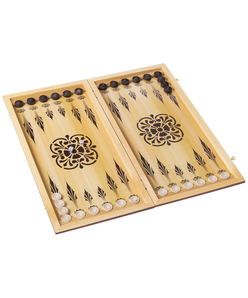 Нарды большие MADE IN RUSSIA с цветным рисунком, деревянные шашки