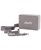 Комплект из блока и ремня для йоги Starfit FA-104, серый