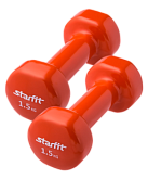 Гантель виниловая Starfit DB-101 1,5 кг, оранжевый, 2 шт